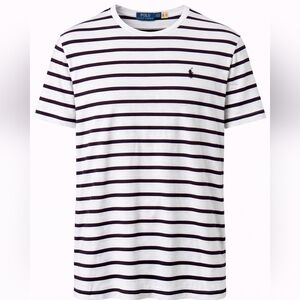 Polo Ralph Lauren Men’s Striped Short Sleeve Tee Shirt Burgundy Navy Size XL